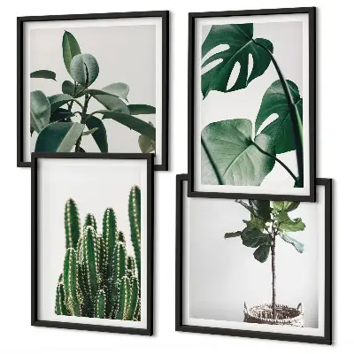 Tropical plants aesthetic wall art set of 4 pieces