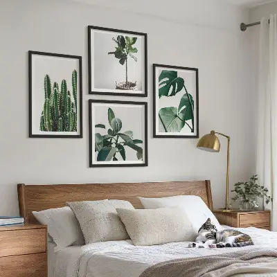Tropical plants aesthetic wall art set of 4 pieces