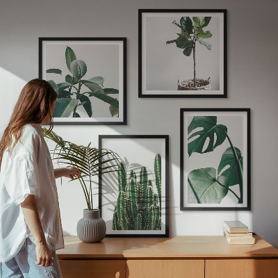 Set of 4 wall art pieces Tropical plants aesthetics