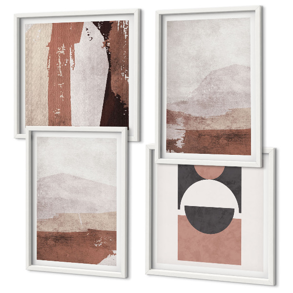 Set of 4 wall art pieces Abstract brown patterns