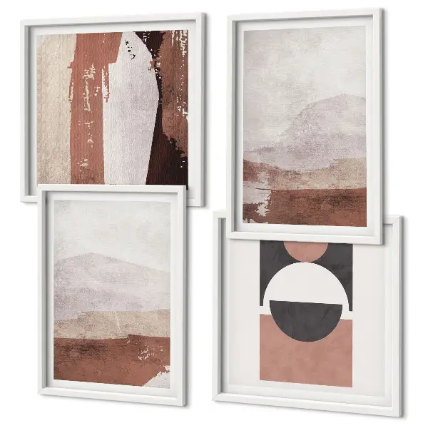 Abstract brown patterns wall art set of 4 pieces