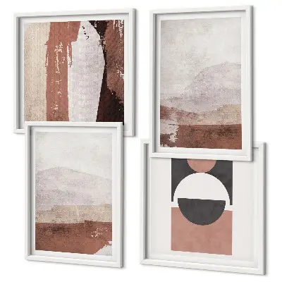 Abstract brown patterns wall art set of 4 pieces