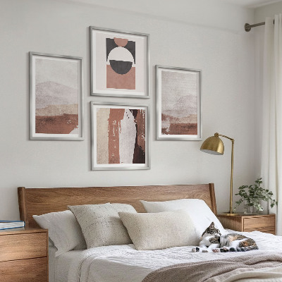 Set of 4 wall art pieces Abstract brown patterns