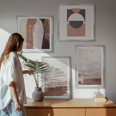 Set of 4 wall art pieces Abstract brown patterns
