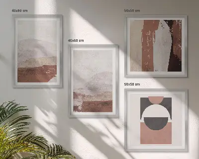 Abstract brown patterns wall art set of 4 pieces