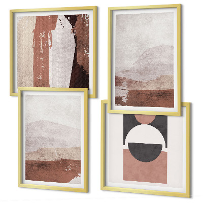 Set of 4 wall art pieces Abstract brown patterns