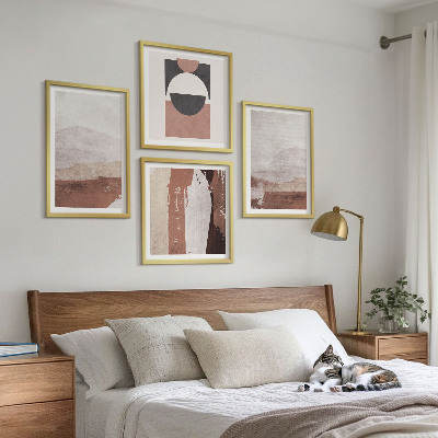 Set of 4 wall art pieces Abstract brown patterns