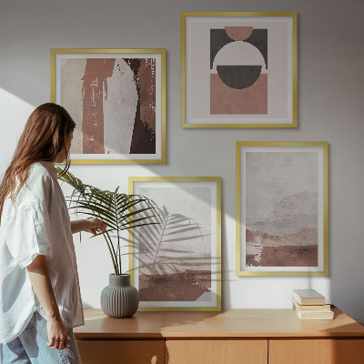 Set of 4 wall art pieces Abstract brown patterns