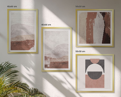 Set of 4 wall art pieces Abstract brown patterns