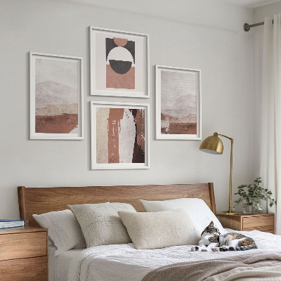 Set of 4 wall art pieces Abstract brown patterns