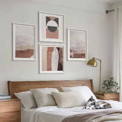 Abstract brown patterns wall art set of 4 pieces