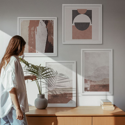 Set of 4 wall art pieces Abstract brown patterns