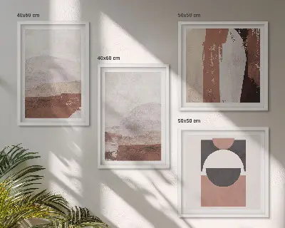 Abstract brown patterns wall art set of 4 pieces