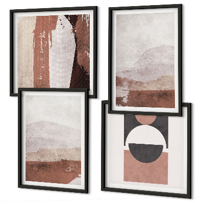Set of 4 wall art pieces Abstract brown patterns
