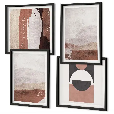Abstract brown patterns wall art set of 4 pieces