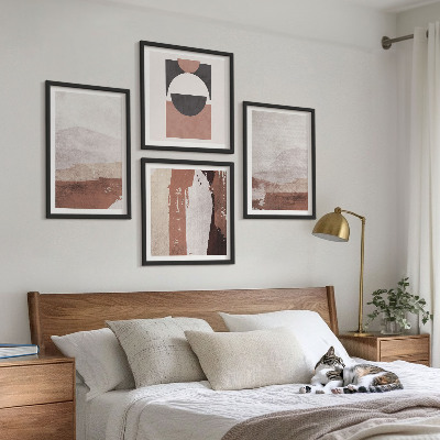 Set of 4 wall art pieces Abstract brown patterns
