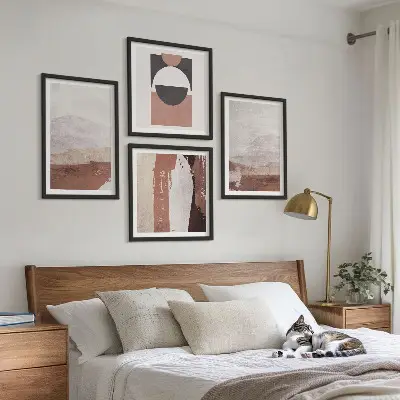Abstract brown patterns wall art set of 4 pieces