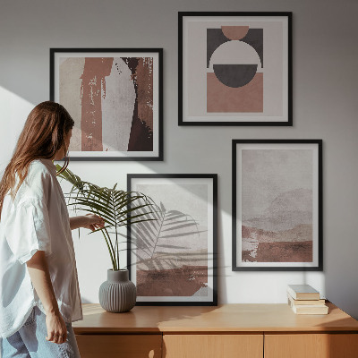 Set of 4 wall art pieces Abstract brown patterns