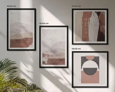 Abstract brown patterns wall art set of 4 pieces