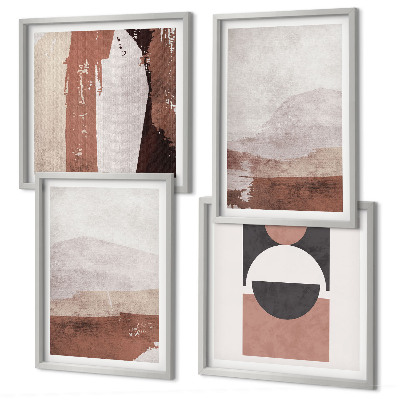 Set of 4 wall art pieces Abstract brown patterns