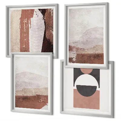 Abstract brown patterns wall art set of 4 pieces
