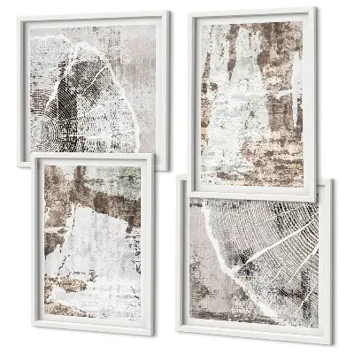 Multi-piece wall decor set with abstract patterns in white and brown