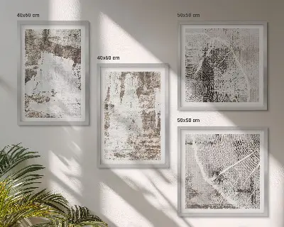 Multi-piece wall decor set with abstract patterns in white and brown