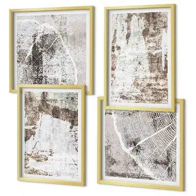 Multi-piece wall decor set with abstract patterns in white and brown