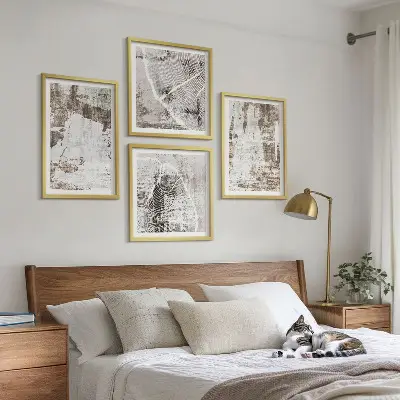 Multi-piece wall decor set with abstract patterns in white and brown