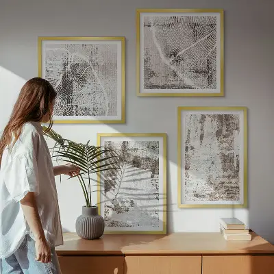 Multi-piece wall decor set with abstract patterns in white and brown