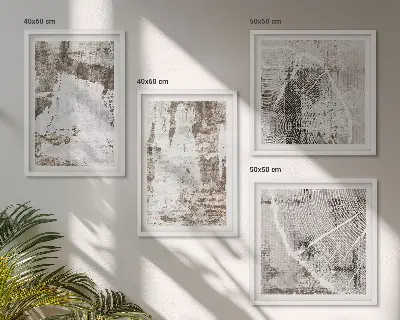 Multi-piece wall decor set with abstract patterns in white and brown