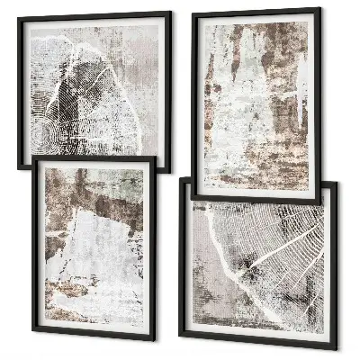 Multi-piece wall decor set with abstract patterns in white and brown