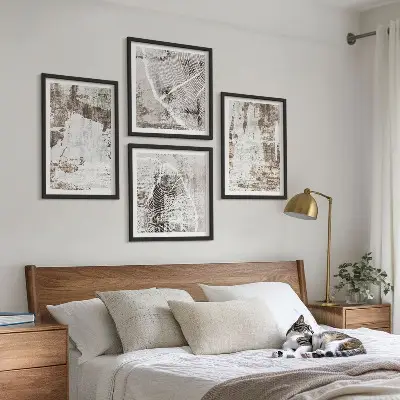 Multi-piece wall decor set with abstract patterns in white and brown