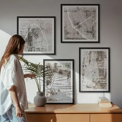 Multi-piece wall decor set with abstract patterns in white and brown