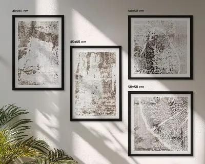 Multi-piece wall decor set with abstract patterns in white and brown