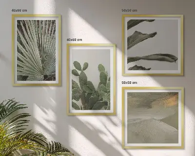 Tropical tropical plant leaves wall art set of 4 pieces in pastel colors