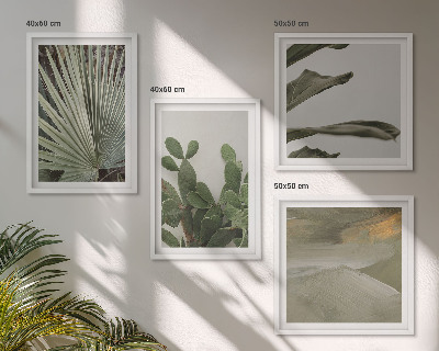 Set of 4 wall art pieces Leaves of tropical plants pastel