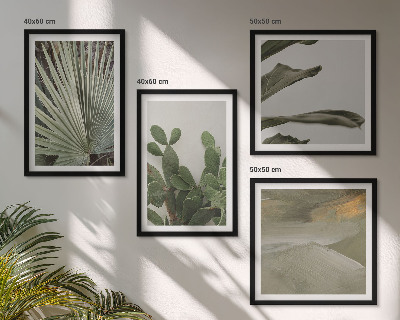 Set of 4 wall art pieces Leaves of tropical plants pastel