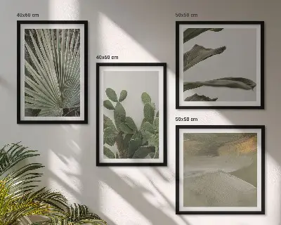 Tropical tropical plant leaves wall art set of 4 pieces in pastel colors