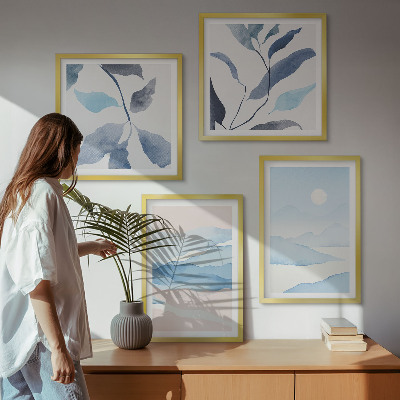 Multi-piece wall decor set Mountain landscapes watercolor plants