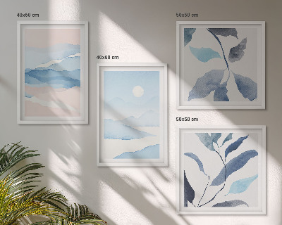 Multi-piece wall decor set Mountain landscapes watercolor plants