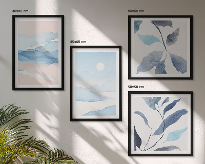 Multi-piece wall decor set Mountain landscapes watercolor plants
