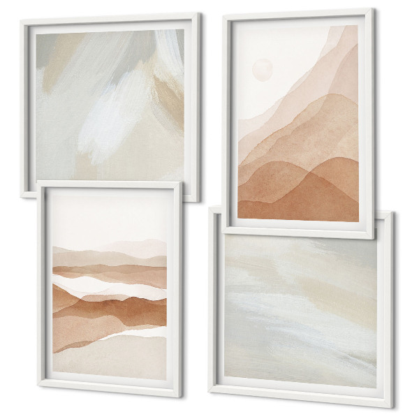 Wall art set Abstract brown landscapes