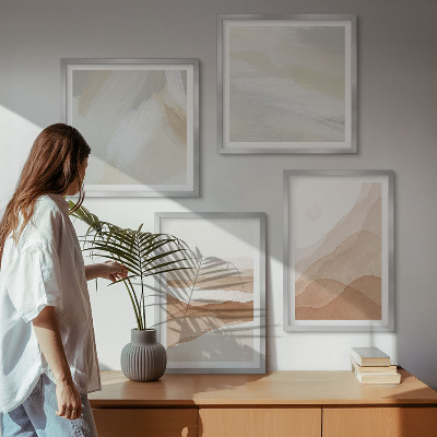 Wall art set Abstract brown landscapes