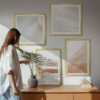 Wall art set Abstract brown landscapes
