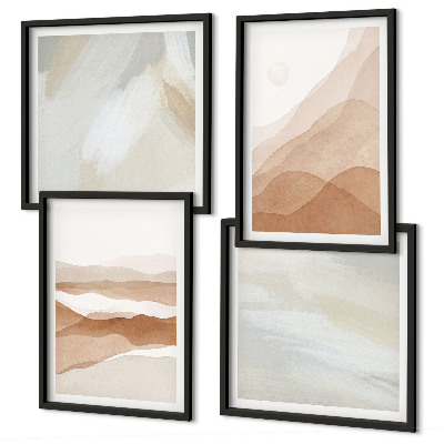 Wall art set Abstract brown landscapes