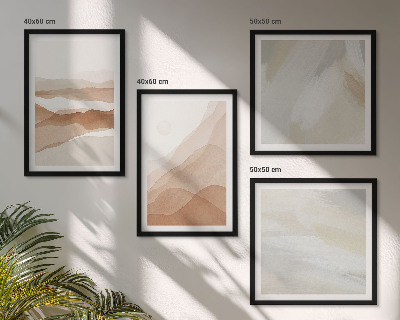 Wall art set Abstract brown landscapes