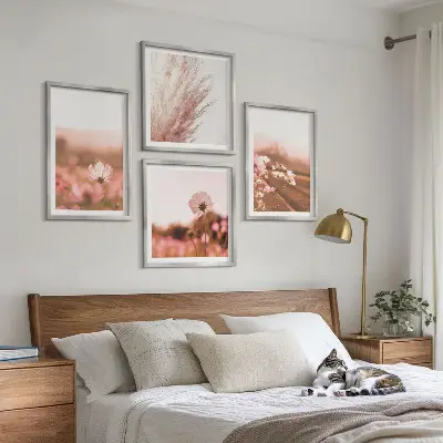 Wildflowers in the meadows in summer wall art set of 4 pieces
