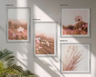 Wildflowers in the meadows in summer wall art set of 4 pieces