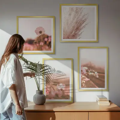 Wildflowers in the meadows in summer wall art set of 4 pieces